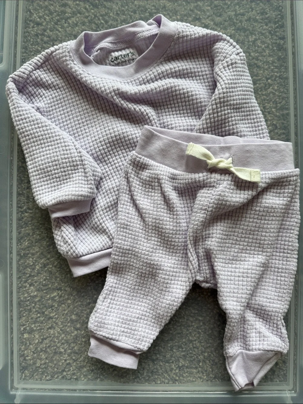 Carter's Light Lilac Waffle Knit Two-Piece Set
